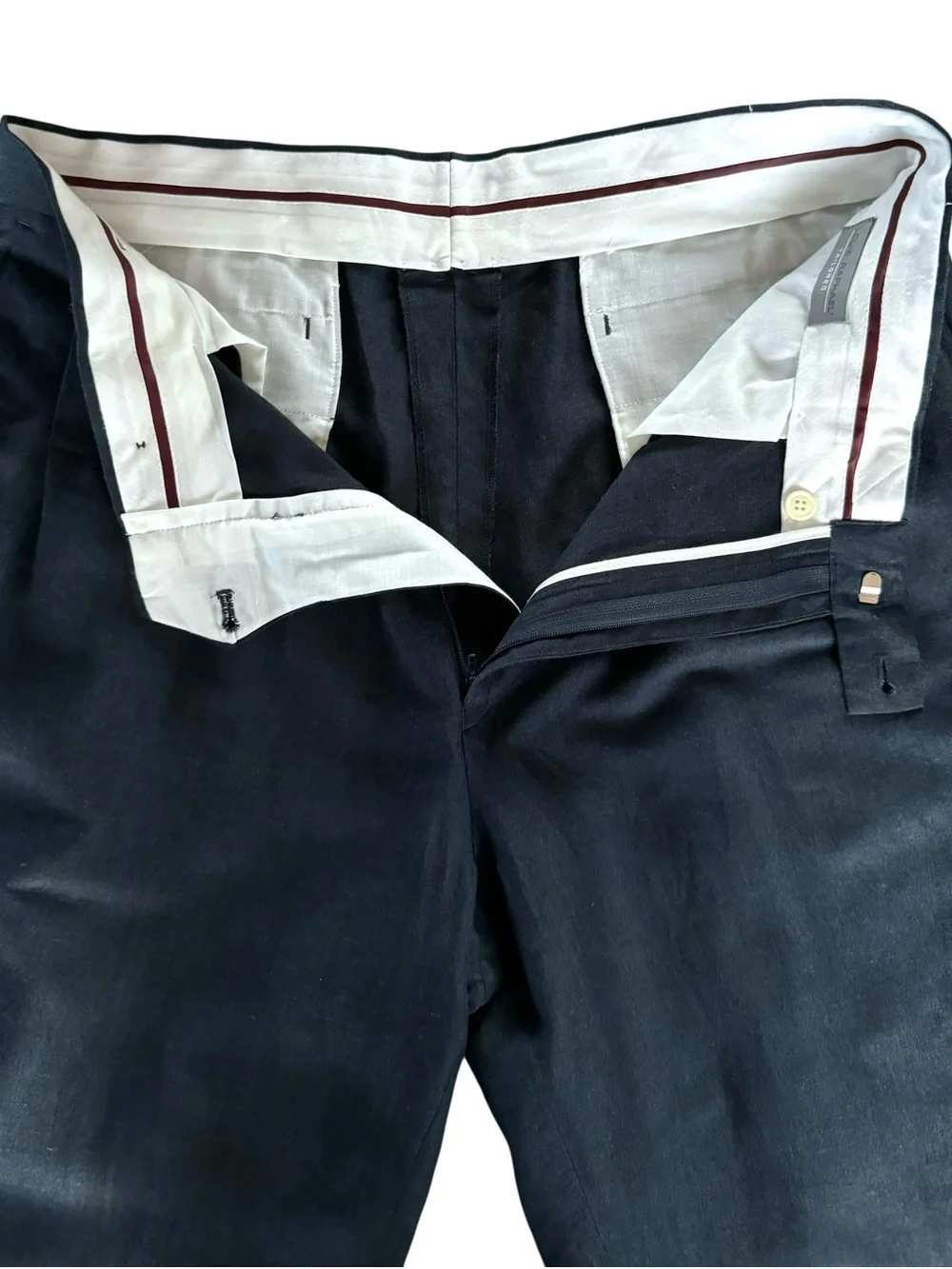 Louis Raphael Tailored Linen Blend Dress Pants Dark Navy Pleated 38x30 Classic